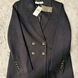 Mango blue navy stripped Blazer size Small